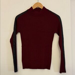 Tahari Women's Burgundy Sweater with Black Accents